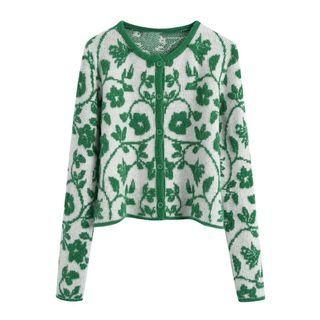 Floral Print Button-up Cropped Cardigan