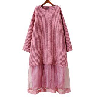 Mock Two Piece Midi Sweater Dress