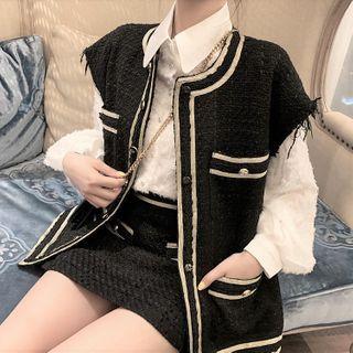 Buttoned Vest / Mini Skirt / Shirt