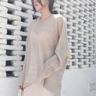 Plain Loose-fit Long Knit Top