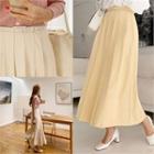 Band-waist Pleated Skirt With Belt