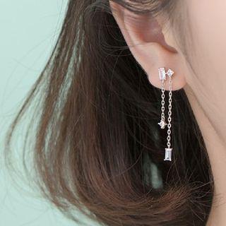 Sterling Silver Rhinestone Fringed Earring 1 Pair - One Size