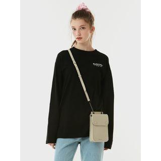 Two-way Snap-button Mini Crossbody Bag Beige - One Size