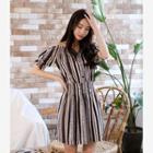Short-sleeve Off-shoulder Pattern A-line Dress