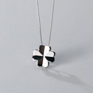 Four-leaf-clover Pendant Necklace 1pc - Silver - One Size