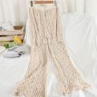 Eyelet Knit Wide-leg Pants Almond - One Size