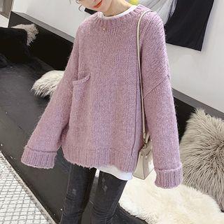 Pocket Detail Sweater Purple - One Size