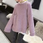 Pocket Detail Sweater Purple - One Size
