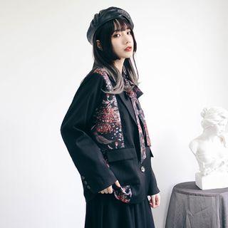 Printed Panel Single-breasted Blazer