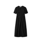 Short Sleeve Plain Ruched Dress