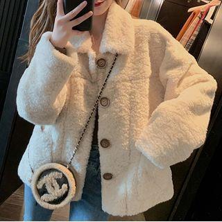 Polo Collar Fleece Loose-fit Jacket