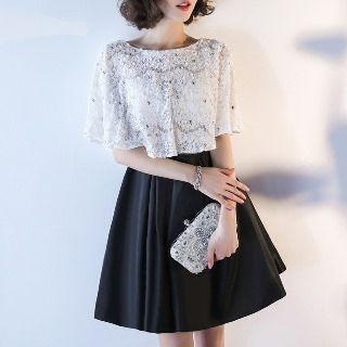 Lace Capelet A-line Cocktail Dress