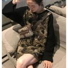 Camo Panel Long-sleeve T-shirt As Shown In Figure - One Size