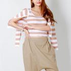 Set: Stripe Linen Blend Cardigan + Sleeveless Knit Top