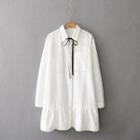 Long-sleeve Tie-neck Long Blouse