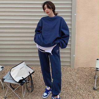 Plain Sweatshirt / High-waist Sweatpants