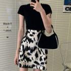 Cow Print Mini A-line Skirt / Camisole Top