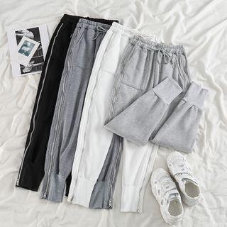 Drawstring Zip-accent Sweatpants