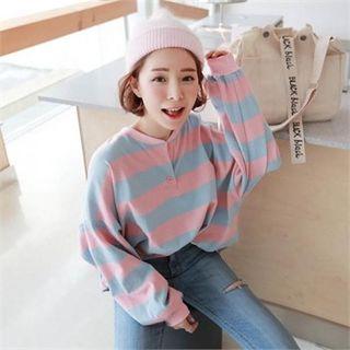 Striped Oversized Cotton Henley