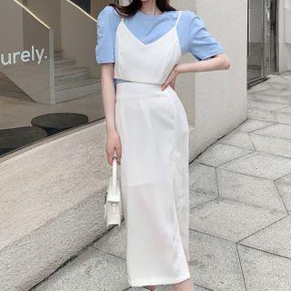 Short-sleeve Plain Top / Cropped Camisole Top / Midi Skirt