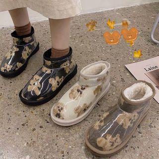 Bear Print Platform Ankle Snow Boots