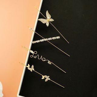 Butterfly / Rhinestone / Lettering Sterling Silver Earring