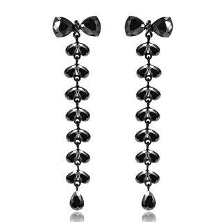 Rhinestone Threader Earrings Black - One Size
