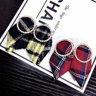 Rhinestone Circle Plaid Earring