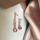 Non-matching 925 Sterling Silver Faux Crystal Dangle Earring