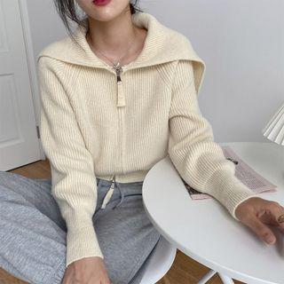 Shawl Collared Zip Cardigan