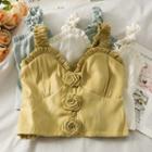 Rose-accent Ruffled Camisole Top