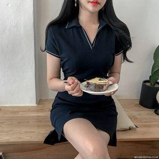 V-neck Short-sleeve A-line Polo Dress