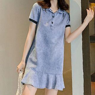 Short-sleeve Denim Polo Dress