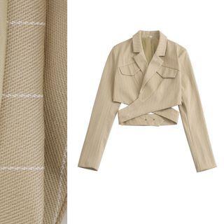 Plaid Cutout Crop Blazer