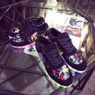 Splattered Panel Sneakers With Led Sole