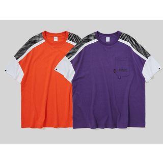 Lettering Paneled Short-sleeve T-shirt