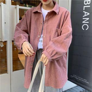 Corduroy Pocket-detail Long-sleeve Shacket