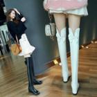 Hidden Wedge Bow Accent Over-the-knee Boots