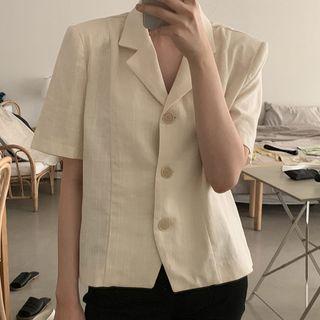 Short-sleeve Plain Blazer Cardigan