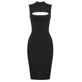Mock-neck Cutout Midi Bodycon Tank Dress