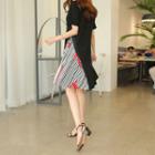 Patterned Chiffon-panel T-shirt Dress