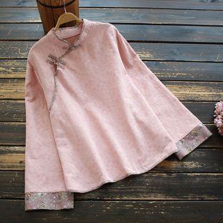 Long-sleeve Mandarin-neck Top
