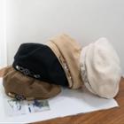 Rhinestone Buckle Textured Beret