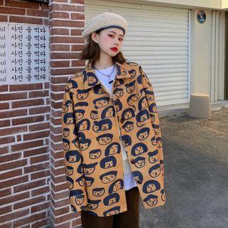 Cartoon Face Print Shirt Cartoon Face Print - Yellow - One Size