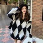 V-neck Diamond Jacquard Cardigan
