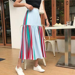Pinstripe Chiffon Midi Skirt