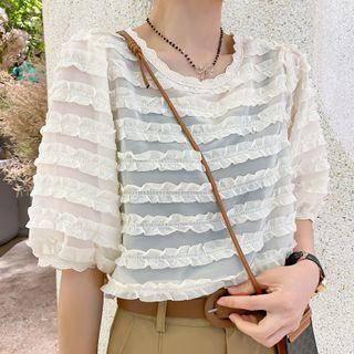 Short-sleeve Chiffon Blouse / Shorts