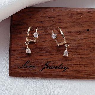 Alloy Star Rhinestone Drop Earring