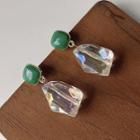 Resin Dangle Earring 1 Pair - C-724 - Green & Transparent - One Size