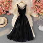 Cross Strap Open Back Slit Dress